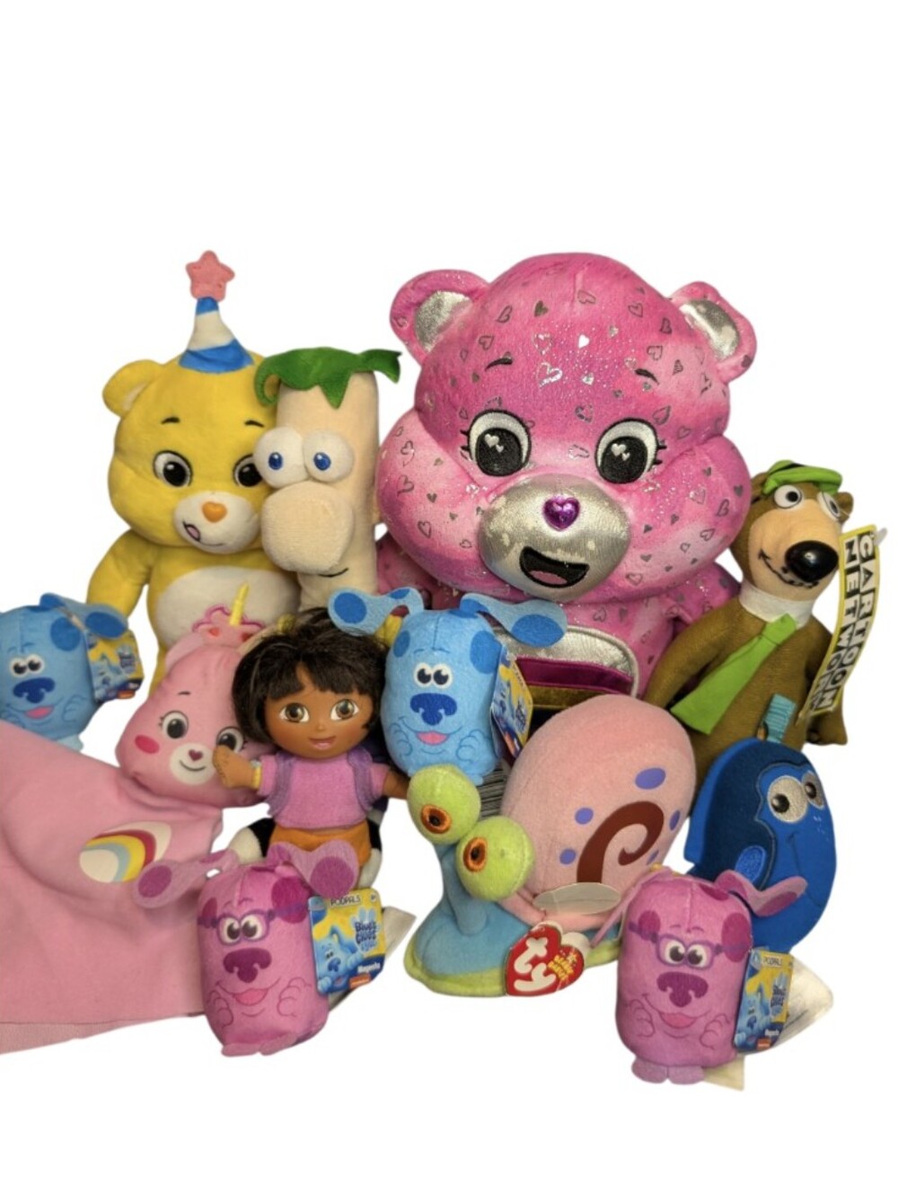 Nostalgic 90s & Y2K Plush Lot - Care Bears, Dora, Blues Clues & More